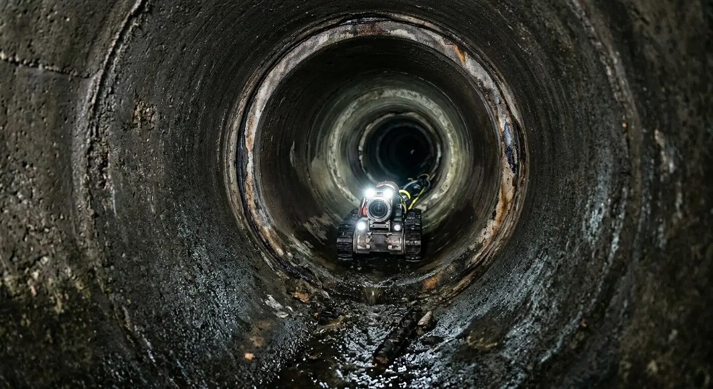 Robotic sewer camera inspecting pipe interior for Drain Snake Service in Fairfield